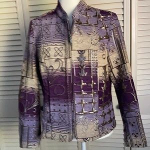 Dressbarn Bright Tapestry Jacket M Unlined Polyester